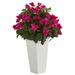 Silk Plant Nearly Natural Bougainvillea Artificial Plant in White Tower Planter