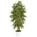 Silk Plant Nearly Natural 64 Bamboo Artificial Tree in White Tin Planter