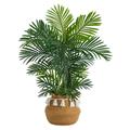 Silk Plant Nearly Natural 40 Areca Artificial Palm Tree in Boho Chic Handmade Natural Cotton Woven Planter with Tassels UV Resistant (Indoor/Outdoor)