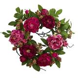 Silk Plant Nearly Natural 20 Peony & Berry Wreath