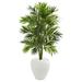 Silk Plant Nearly Natural 4 Areca Artificial Palm Tree in White Planter