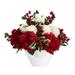 Silk Plant Nearly Natural 17 â‚¬Â� Rose Hydrangea and Holly Berry Artificial Arrangement in White Vase