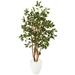 Silk Plant Nearly Natural 53 Ficus Artificial Tree in White Planter