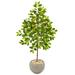 Silk Plant Nearly Natural 54 Lemon Artificial Tree in Sand Colored Planter