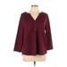 Old Navy Long Sleeve Henley Shirt: Burgundy Tops - Women's Size Large