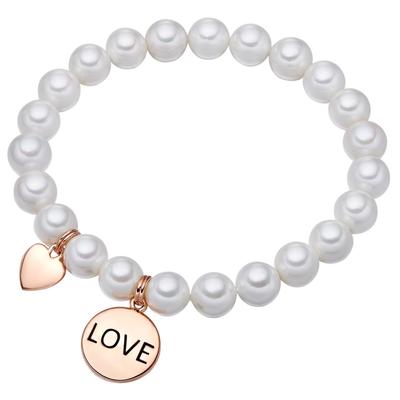Lulu & Jane Perlen-Armband Love Messing Muschelkernperle in Roségold 19,0 cm Damen Image