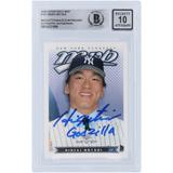 Hideki Matsui New York Yankees Autographed 2003 Upper Deck MVP #141 Beckett Fanatics Witnessed Authenticated 10 Rookie Card with "Godzilla" Inscription