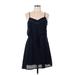 Paper Crane Casual Dress - Mini V Neck Sleeveless: Blue Print Dresses - Women's Size Large