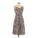 YATHON Casual Dress - A-Line Scoop Neck Sleeveless: Tan Leopard Print Dresses - Women's Size Small