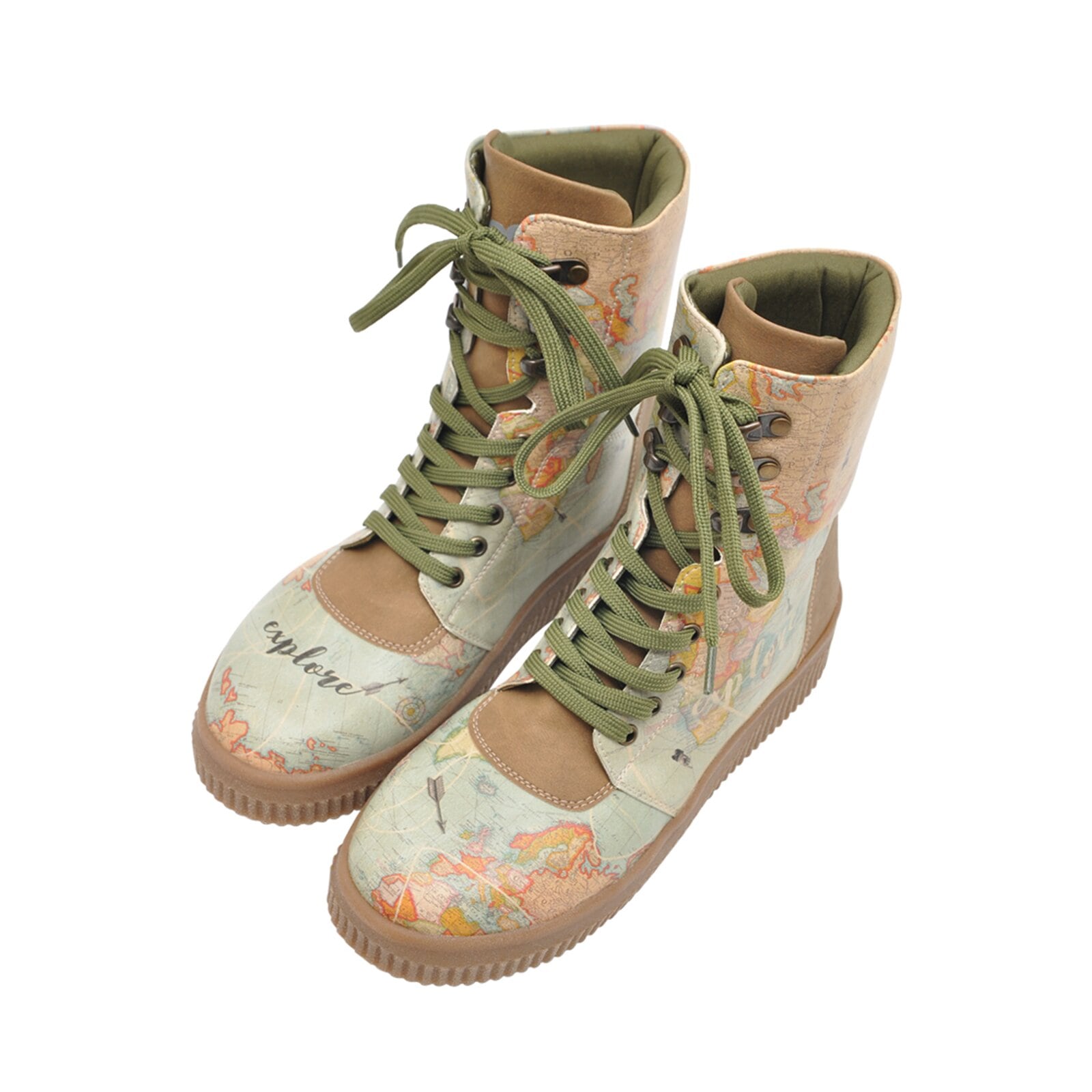 Schnürboots DOGO "Future Boots Damen Future Boots Damen Boots / Female", Damen, Gr. 40, Normalschaft, blau (braun, blau), Lederimitat, Schuhe Schnürboots, Handgefertigt