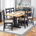 The Furniture Market Cotswold Charcoal Grey Painted Oak 1.8m Refectory Dining Table and 6 Chair Set