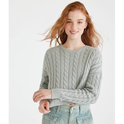 Aeropostale Womens' Cable-Knit Cropped Crew Sweate...