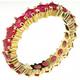 Solid 9ct Yellow Gold Ring, Ladies Natural Ruby Eternity Ring - Size Q