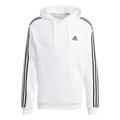 adidas Men Essentials Fleece 3-Stripes Hooded Sweat, L White