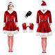 Teyujosem Women Christmas Costume Set Velvet Dress with Belt Striped Over Knee High Socks Santa Hat Gloves (YMX2022054, 2XL)
