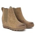 Athlefit Women's Wedge Boots Comfortable Ankle Wedge Booties, Khaki, 4.5 UK