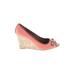 Tommy Hilfiger Wedges: Pink Print Shoes - Women's Size 10 - Peep Toe