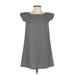 Madewell Casual Dress - Shift Crew Neck Short sleeves: Gray Print Dresses - Women's Size 2X-Small