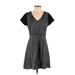 Banana Republic Casual Dress - A-Line: Black Grid Dresses - Women's Size 4