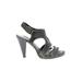 J.Crew Heels: Slingback Stilleto Boho Chic Gray Print Shoes - Women's Size 6 1/2 - Open Toe