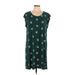 Ann Taylor LOFT Casual Dress - Mini Scoop Neck Short sleeves: Green Floral Dresses - Women's Size X-Large Petite