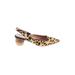 Matiko Heels: Slingback Chunky Heel Boho Chic Tan Leopard Print Shoes - Women's Size 38 - Pointed Toe