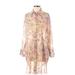 Zara Casual Dress - Shirtdress High Neck 3/4 sleeves: Pink Dresses - Women's Size Small