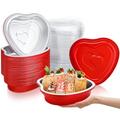 Ziliny 50 Pcs Valentine's Day Aluminum Foil Heart Shaped Cake Pans with Lids 23 oz Disposable Heart Cake Pan Red Heart Pan Ramekins Containers for Birthday Wedding Party Cakes Chocolates Baking Supply