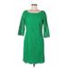 C. Wonder Casual Dress - Sheath Scoop Neck 3/4 sleeves: Green Print Dresses - Women's Size 8