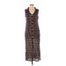 Ably Casual Dress - Shirtdress Collared Sleeveless: Brown Plaid Dresses - Women's Size Small