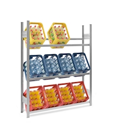 PROREGAL Getränkekistenregal Stecksystem Grundregal | HxBxT 175x150x30cm | Fachlast 150kg | 3 Ebenen für 12 Getränkekisten | Verzinkt Image