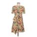 Nanette Lepore Casual Dress - A-Line Crew Neck Short sleeves: Yellow Floral Dresses - Women's Size 6