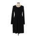 Connected Apparel Casual Dress Scoop Neck Long sleeves: Black Print Dresses - New - Women's Size Large