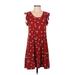 Ann Taylor LOFT Casual Dress - Shift Scoop Neck Short sleeves: Burgundy Polka Dots Dresses - Women's Size Small