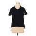 Lane Bryant Short Sleeve Polo Shirt: Black Polka Dots Tops - Women's Size 14 Plus