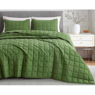 Chezmoi Collection Tencel Modal Bedding Collection TENCEL Quilt Set Polyester/Polyfill in Green | King | Wayfair Cosmo-Quilt-Green-King