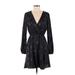 Slate & Willow Casual Dress - Mini Plunge Long sleeves: Black Dresses - Women's Size Small