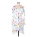 Calvin Klein Casual Dress - Wrap V Neck Long sleeves: White Floral Dresses - Women's Size 8