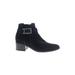 AQUATALIA Ankle Boots: Strappy Chunky Heel Casual Black Print Shoes - Women's Size 8 1/2 - Almond Toe