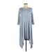 Matilda Jane Casual Dress - Midi Scoop Neck 3/4 sleeves: Blue Color Block Dresses - Women's Size Medium