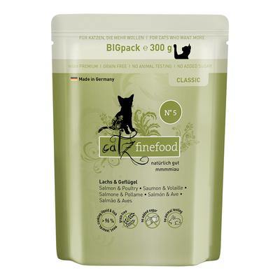 Sparpaket: 24x300g catz finefood Lachs & Geflügel Katzenfutter nass