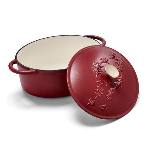 Gusseisen-Bräter, oval, rot