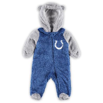 Schlafanzug für Neugeborene und Kleinkinder, Royal/Grau, Indianapolis Colts Game Nap, Teddyfleece, Wimpelkette mit durchgehendem Reißverschluss Image