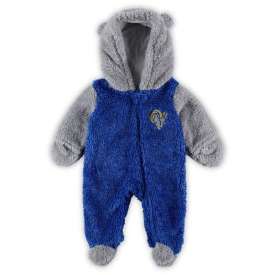 Schlafanzug für Neugeborene und Kleinkinder, Royal/Grau, Los Angeles Rams Game Nap, Teddyfleece, Wimpelkette mit durchgehendem Reißverschluss Image