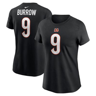 Nike Joe Burrow Damen-T-Shirt mit Spielernamen und -nummer der Cincinnati Bengals in Schwarz Image