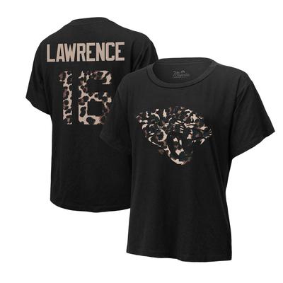 Majestic Threads Trevor Lawrence Schwarzes Jacksonville Jaguars Leoparden-T-Shirt mit Spielername und -nummer für Damen Image