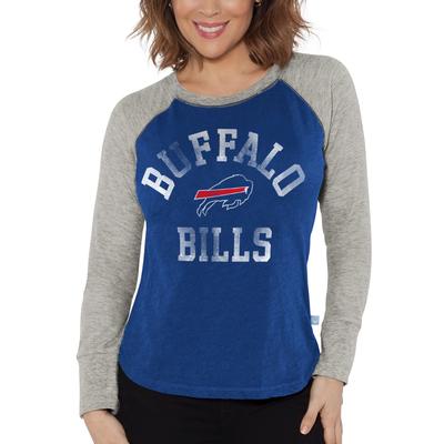 Damen-T-Shirt G-III 4Her von Carl Banks, Royal/Heather Gray, Buffalo Bills, langärmelig, Waffelstrick, Raglan Image