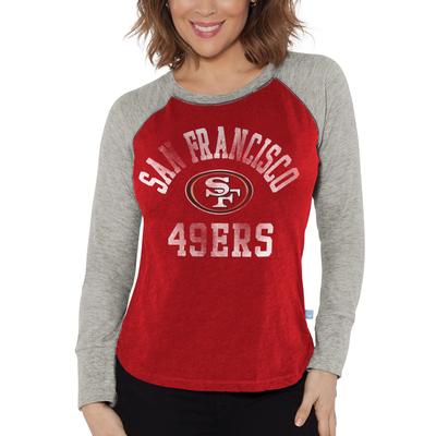 San Francisco 49ers G-III 4Her von Carl Banks – Scharlachrotes/Graumeliertes Raglan-T-Shirt mit Waffelstrick für Damen Image
