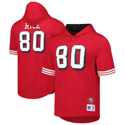 Mitchell & Ness Jerry Rice Scarlet San Francisco 49ers – T-Shirt mit Netzstoff und Namen und Nummern ehemaliger Spieler für Herren Image