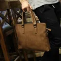 Brand Crazy horse pu leather men bags vintage business leather briefcase men's Briefcase men travel
